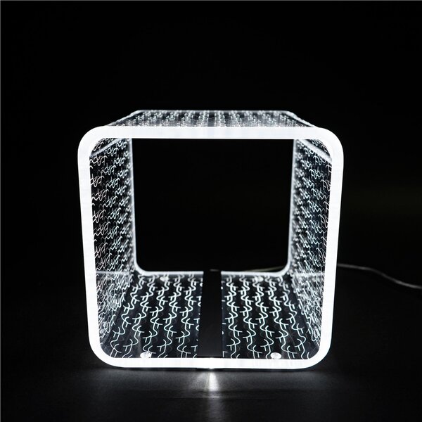 Lampada da tavolo LED MEDIUM SOLID FLOTS 22,5x22,5xh22,5 cm 5 W -6.000 K in Cristallo acrilico inciso trasparente