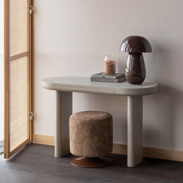 Poggiapiedi marrone chiaro con rivestimento in bouclé Islen – WOOOD