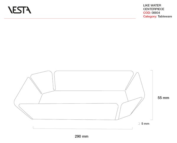 Centrotavola Vassoio , esagonale fruttiera , LiKE Water in Cristallo Acrilico dimensioni 29x28,5xH5,5 cm, spessore 5 mm bianco satinato