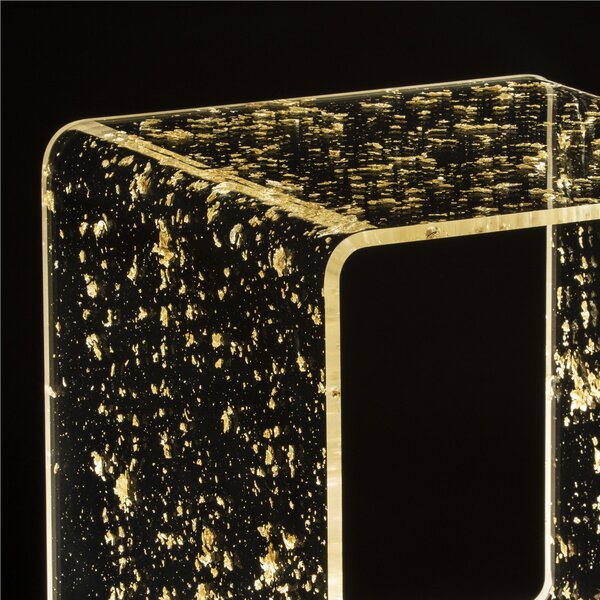 Comodino Lampada a LED Future Bronzo 37,5x37,5xh37,5 cm 18 W -24 volt 6.000 K in Cristallo acrilico inciso ORO