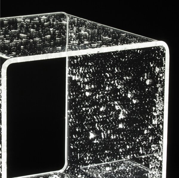 Comodino Lampada a LED Future Bronzo 37,5x37,5xh37,5 cm 18 W -24 volt 6.000 K in Cristallo acrilico inciso Argento