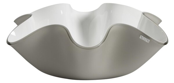 Centrotavola, portafrutta in cristallo acrilico Like Water 22xh10 cm colore tortora satinato