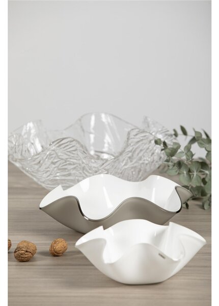 Centrotavola, portafrutta in cristallo acrilico LIke Water Small diametro 22xh10 cm colore Satin Brown White
