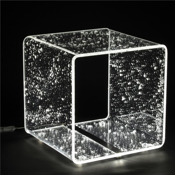 Comodino Lampada a LED Future Bronzo 37,5x37,5xh37,5 cm 18 W -24 volt 6.000 K in Cristallo acrilico inciso Argento