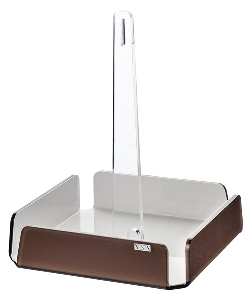 Antipastiera quadrata 4 scomparti bianco monosatinato, dimensioni 18x18xH23 cm, spessore 5 mm ideale per servire aperitivi e stuzzichini marrone satinato