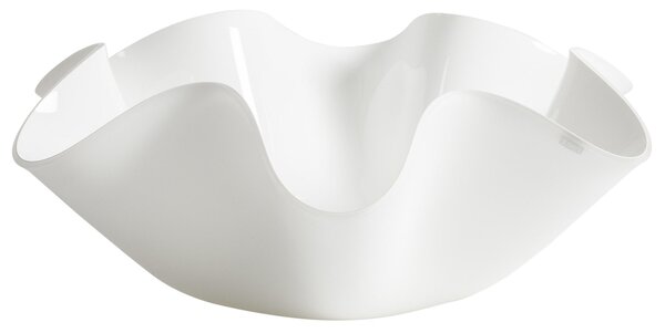 Centrotavola, portafrutta in cristallo acrilico LIke Water Versione Media 33xh10 cm spessore 5 mm colore satinato bianco