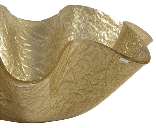 Centrotavola, portafrutta in cristallo acrilico LIke Water Versione Media 33xh10 cm spessore 5 mm colore gold