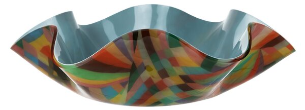 Centrotavola, Portafrutta Medio in cristallo acrilico rainbow decor Dimensioni 33xh10 cm colore multicolor