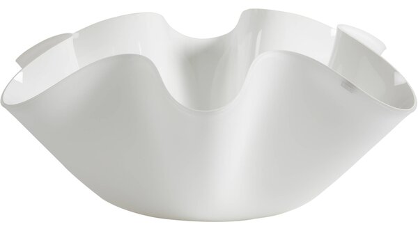 Centrotavola, portafrutta in cristallo acrilico Grande LIke Water Versione Media 45x45 h15 cm spessore 5 mm colore bianco satinato