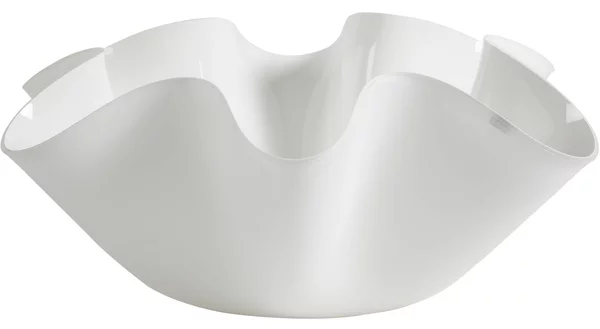 Centrotavola, portafrutta in cristallo acrilico Grande LIke Water Versione Media 45x45 h15 cm spessore 5 mm colore bianco satinato