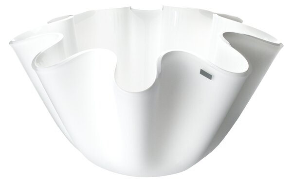 Porta vaso contenitore in cristallo acrilico LIke Water Versione Big diametro 28xh16 cm spessore 5 mm colore bianco satinato