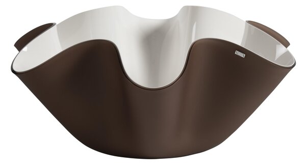 Centrotavola, portafrutta in cristallo acrilico Grande LIke Water Versione Media 45x45 h15 cm spessore 5 mm colore marrone satinato