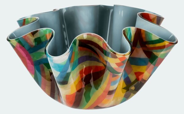 Portabottiglia/Centrotavola moderno piccolo Rainbow in plexiglass decoro 48,5xh20 cm 6 bottiglie bicolore tortora satinato