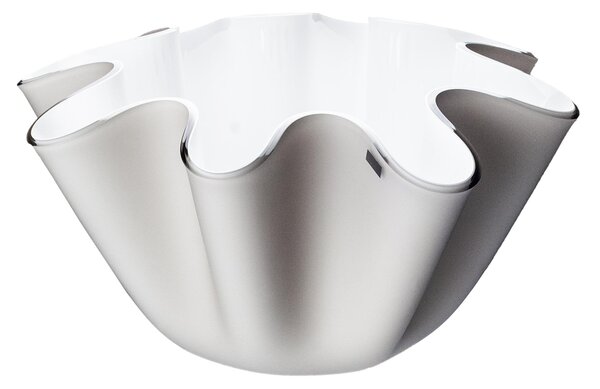 Porta vaso contenitore in cristallo acrilico LIke Water Versione Big diametro 28xh16 cm spessore 5 mm colore tortora satinato