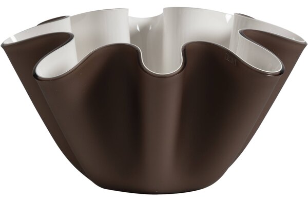 Porta vaso contenitore in cristallo acrilico LIke Water Versione Big diametro 28xh16 cm spessore 5 mm colore marrone satinato