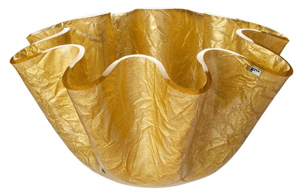 Porta vaso contenitore in cristallo acrilico LIke Water Versione Big diametro 28xh16 cm spessore 5 mm colore oro