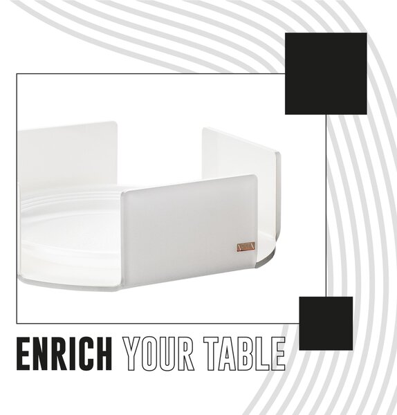 Porta piatti Orizzontale in Plexi LIKE WATER 22.5x22.5x7h cm in plexi spessore 4 mm colore bianco satinato
