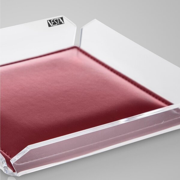 Vuotatasche in critallo acrilico ANYTHING 18x18xh3 cm con cuscino colore rosso