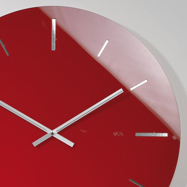 Orologio da muro tondo in plexi bicolore R 2 con fondo argento specchio 40x1.2 cm Spessore plexi mm 5. Rosso