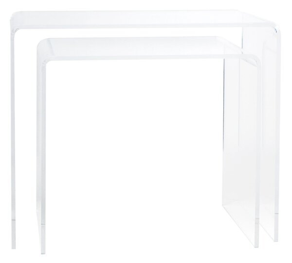 Tavolinetti sovrapponibili set 2 Pezzi in cristallo acrilico dimensione max 33x49,5xh 41 cm spesssore 8 mm