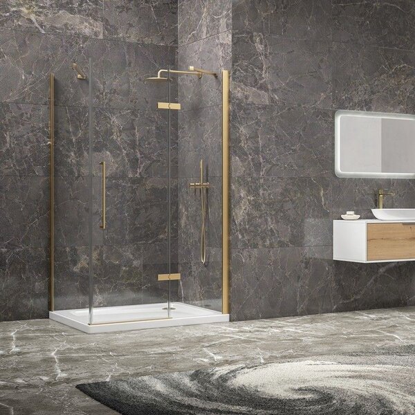 Kamalu box doccia 70x70 oro satinato porta battente | kt5000g
