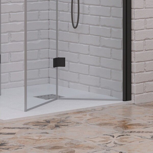 Kamalu box doccia 70x70 cm doppia apertura a libro colore nero | ks7000n
