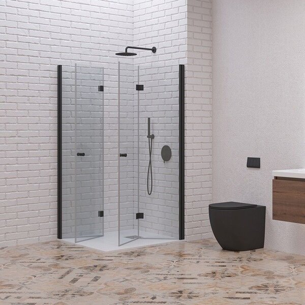 Kamalu box doccia 70x70 cm doppia apertura a libro colore nero | ks7000n