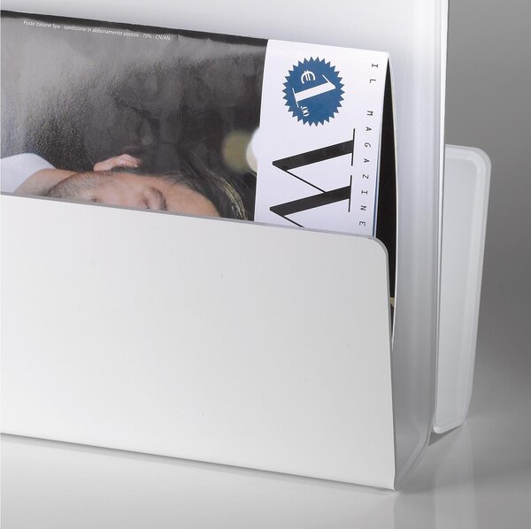 Portariviste TABLOID in plexiglas trasparente 35x17,5x32 h cm Bianco