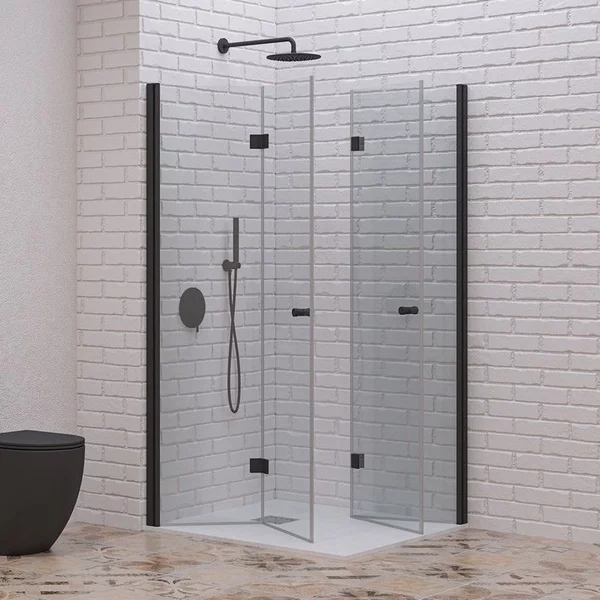 Box doccia 70x70 cm doppia apertura a libro colore nero | KS7000N - KAMALU