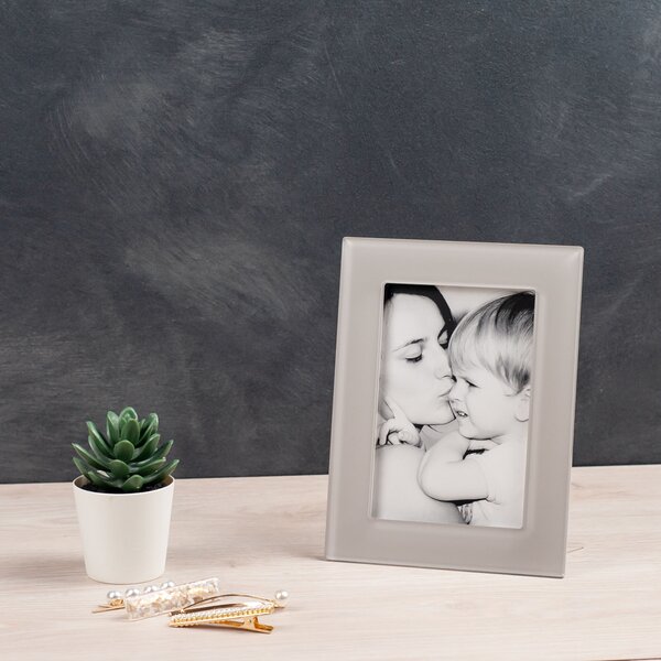 Porta Foto photo frame small easy dimensioni 15x6,5xH19,5 cm, peso 0,22 kg, spessore 5 mm colore tortora