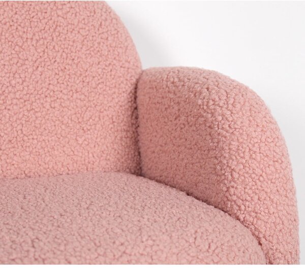 Poltrona per bambini rosa in tessuto bouclé Moylo - Artie
