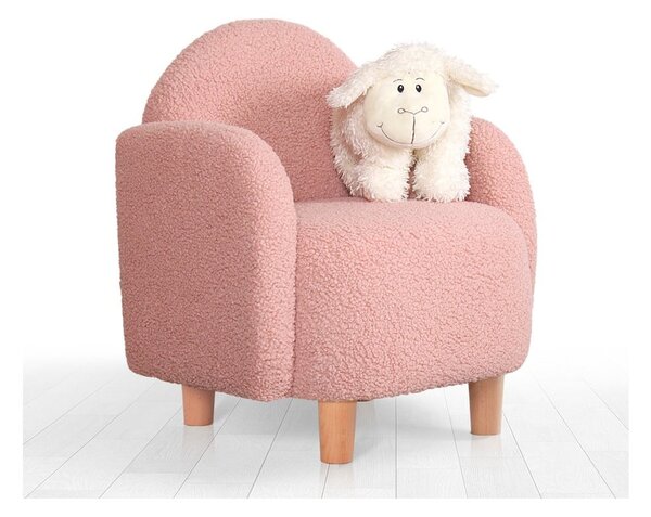 Poltrona per bambini rosa in tessuto bouclé Moylo - Artie