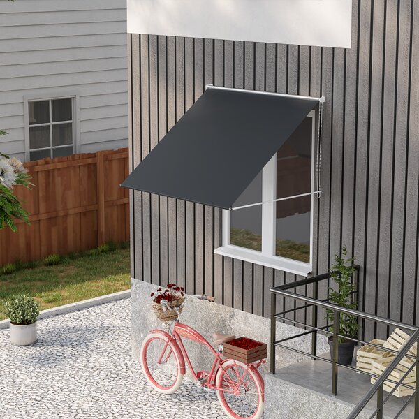 Outsunny Tenda da Sole a Bracci con Apertura Manuale, Inclinazione e Protezione UV30+, 150x120 cm, Grigio|Aosom