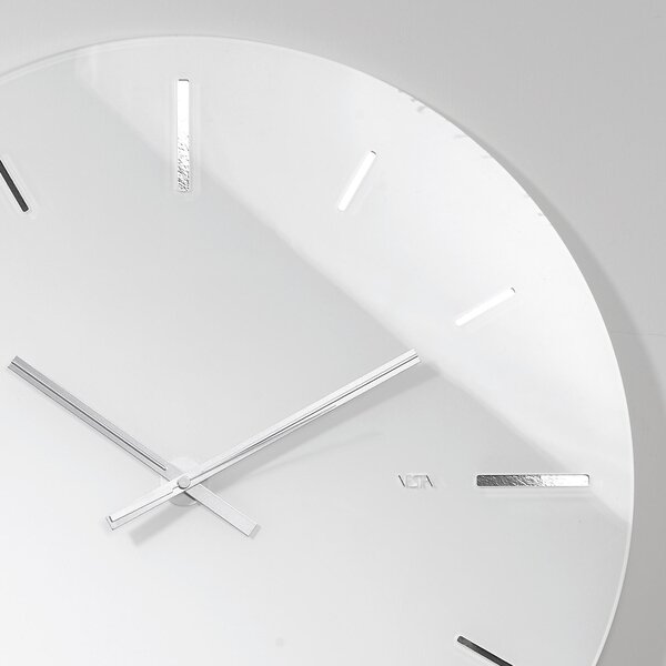 Orologio da muro tondo in plexi bicolore R 2 BIG con fondo argento specchio 65x1.2 cm Spessore plexi mm 5. Bianco