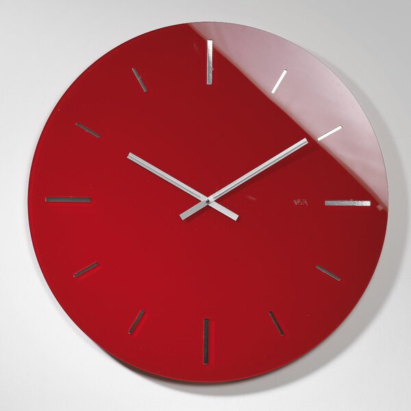 Orologio da muro tondo in plexi bicolore R 2 con fondo argento specchio 65x1.2 cm Spessore plexi mm 5. Rosso