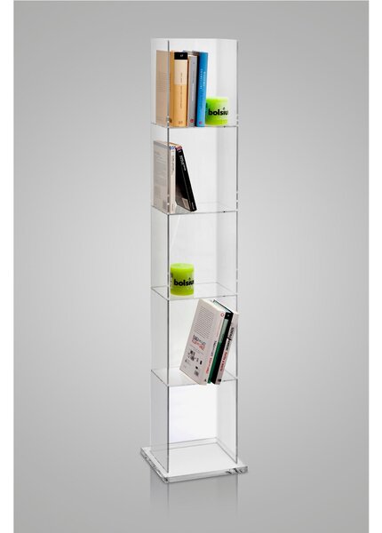 Libreria da Terra in cristallo acrilico 24x22xh124,5 cm con colore trasparente