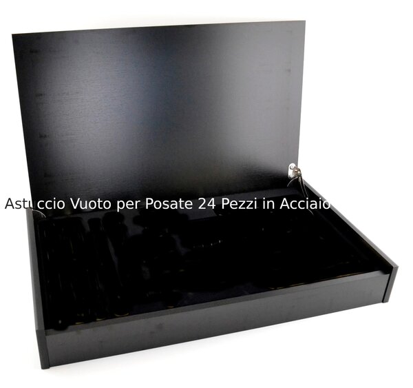 Astuccio legno per posate in Acciaio Vuoto da 24 pezzi -6 Forchette -6 Cucchiai-6 Coltelli da tavola - 6 cucchiaini caffe