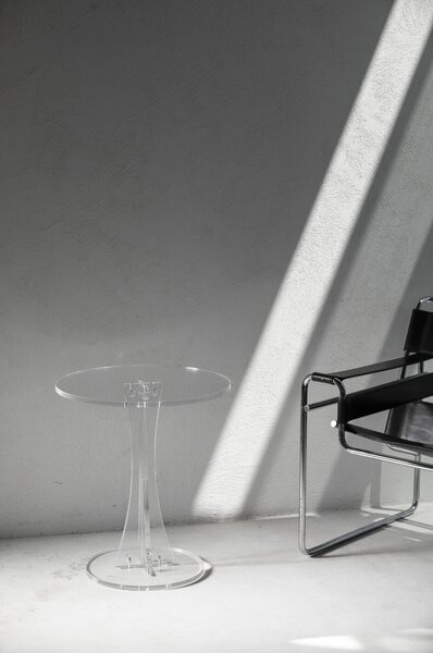 Tavolino tondo sky trasparente incolore, dimensioni 50x50xH57 cm, spessore 15 mm