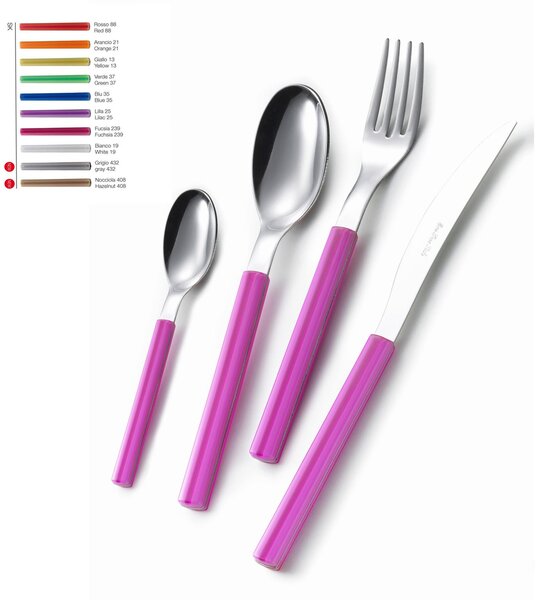 Set Posate colorate SKY 1 Coltello 1 Forchetta 1 Cucchiaio 1 Cucchiaino caff� in acciaio Materiale 18/0 AISI 430 Nichel Free manico in metacrilato colorato