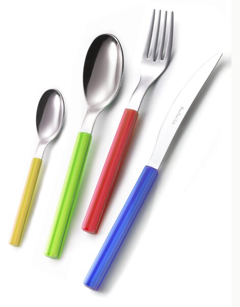 Servizio Posate Colorate 24 pezzi SKY 6 Coltello 6 Forchetta 6 Cucchiaio 6 Cucchiaino caff� Materiale 18/0 AISI 430 Nichel Free (Colore Misto 24 pezzi) giallo-verde-Rosso-Blu