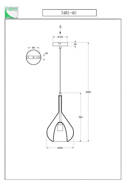 Fabas Luce Lampada a sospensione viola, azzurro, a 1 luce, vetro