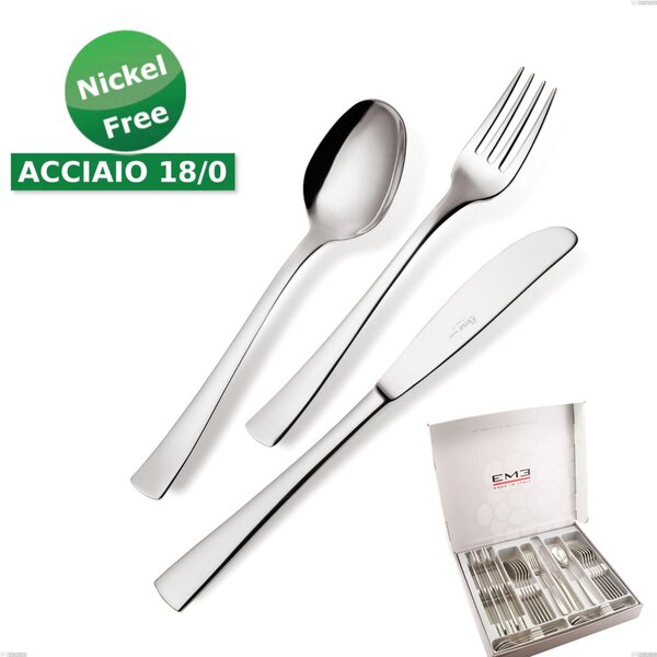 Cofanetto 24 pezzi coltello economico Alfa 18/0 nichel free, (Acciaio 18/ C) Nichel Free, spessore 2 mm