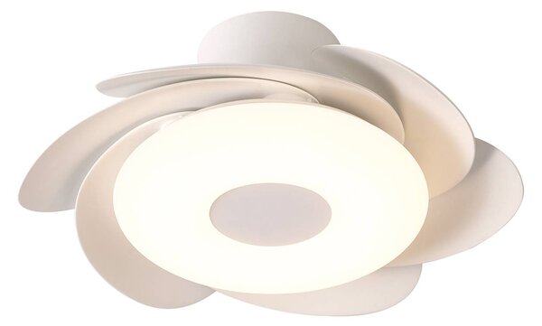 Mantra Iluminación Ventilatore da soffitto LED Flower bianco, motore a corrente continua, Flower, dimmerabile, Bianco / Opale, Soggiorno / Sala da pranzo, Plastica, Moderno