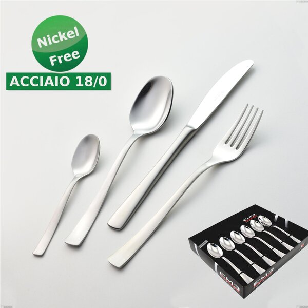 Confezione vetrina 6 pezzi caff� Alfa Satinata 18/0 nichel free, (inox 18/ 0) Nichel Free, spessore 2 mm