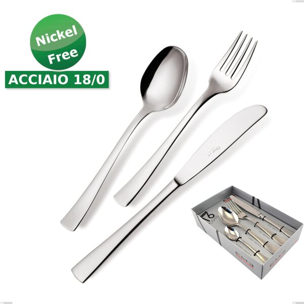 Confezione vetrina 16 pezzi coltello economico Alfa 18/0 nichel free, (Acciaio 18/ C) Nichel Free, spessore 2 mm