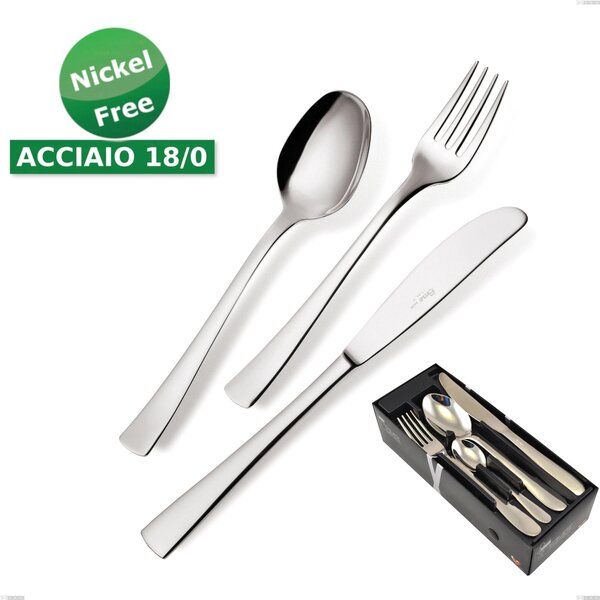 Confezione salvaspazio 24 pezzi coltello economico Alfa 18/0 nichel free, (Acciaio 18/ C) Nichel Free, spessore 2 mm