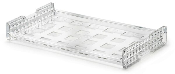 Vassoio trasparente infrangibile ed impilabile con Fori quadrati 45x45 mm per uso contract in Tritan 53x32.5xh7.5 cm colore Trasparente