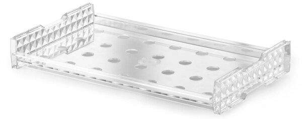 Vassoio trasparente infrangibile ed impilabile con fori circolari � 28 mm per uso contract in Tritan 53x32.5xh7.5 cm colore Trasparente