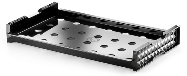 Vassoio trasparente infrangibile ed impilabile con fori circolari � 28 mm per uso contract in Tritan 53x32.5xh7.5 cm colore Nero