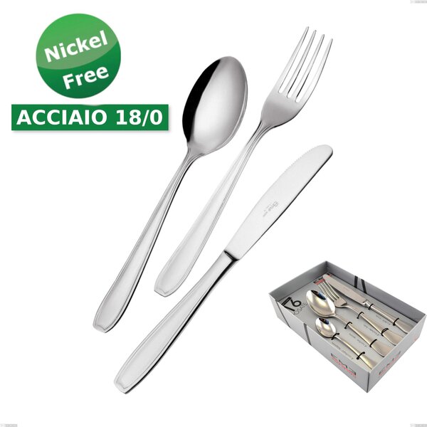 Confezione vetrina 16 pezzi coltello economico Atena 18 Cromo, (Acciaio 18/0) Nichel Free, spessore 2 mm